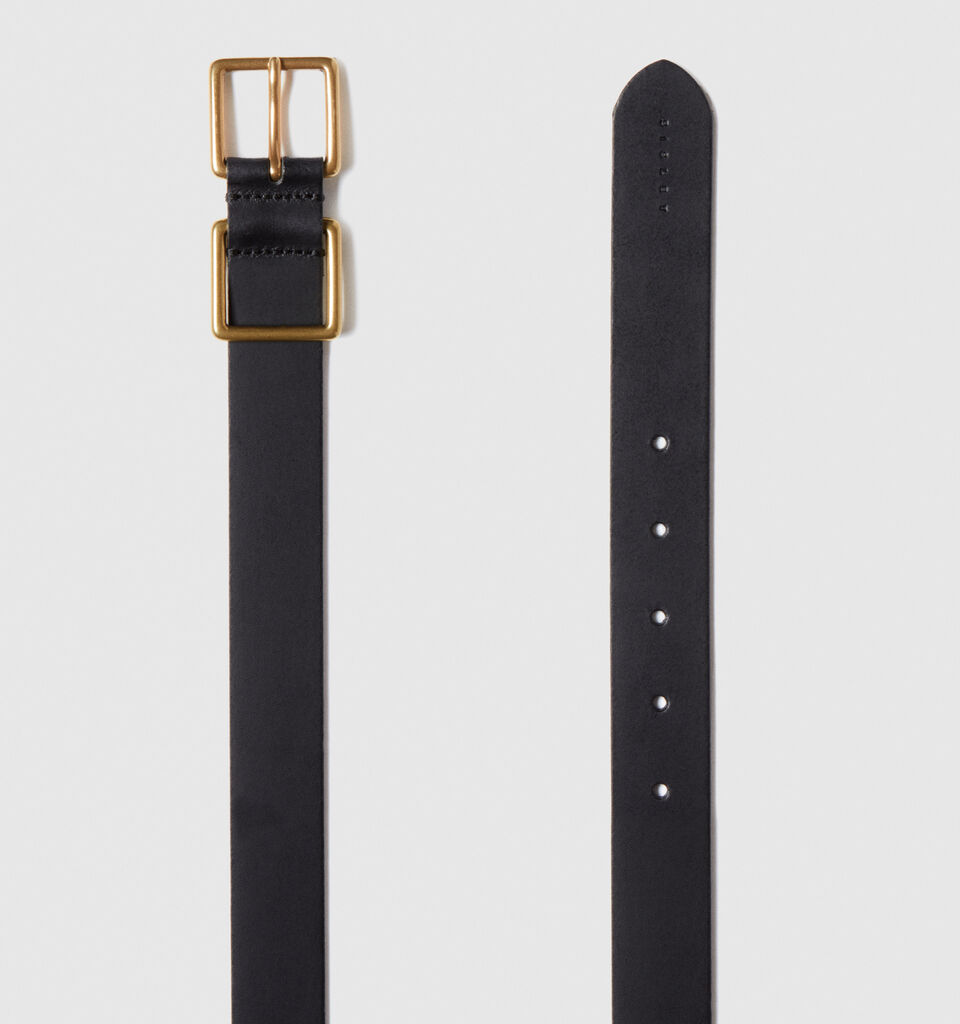 Leather belt with double buckle - women's belts - Black | Sisley image number 2